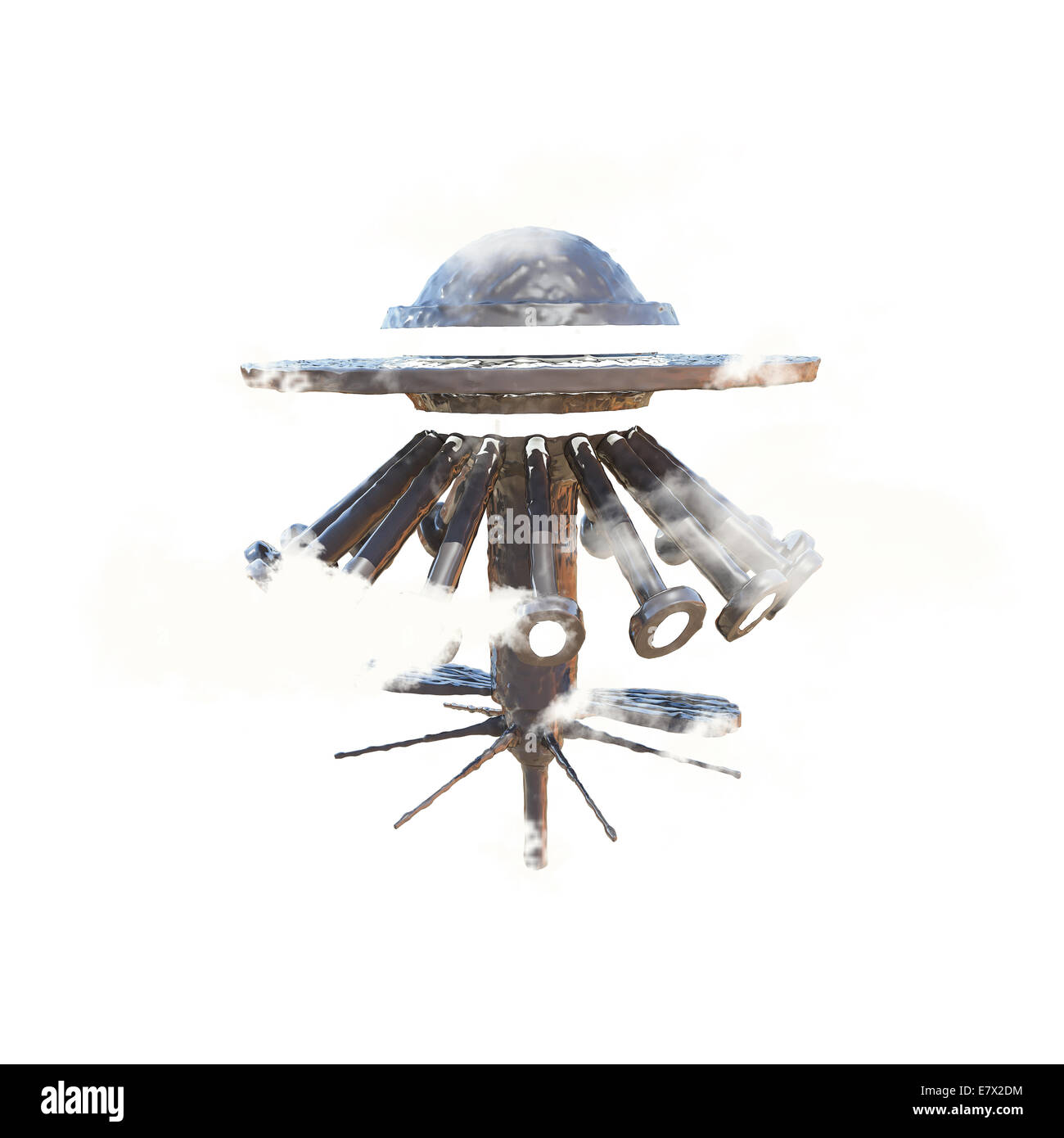 ufo spaceship isolated on white background Stock Photo