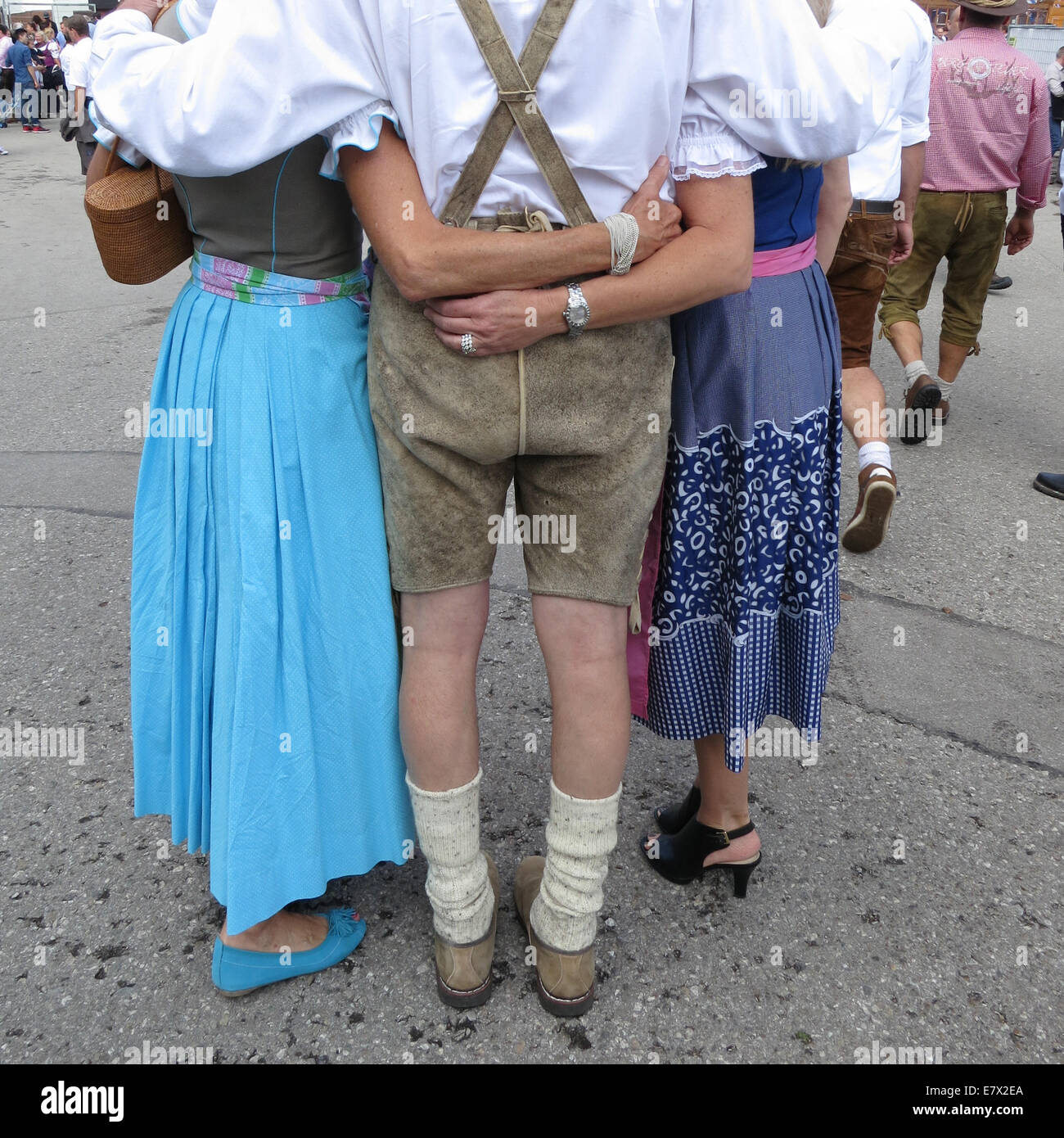 Scene from the annual funfair Oktoberfest - also known as Wiesn - on 20 September 2014 in Munich - Bavaria - Germany. Stock Photo