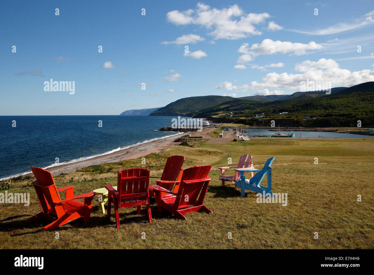 Adirondack chairs, Pleasant Bay, Cape Breton Island, Nova Scotia