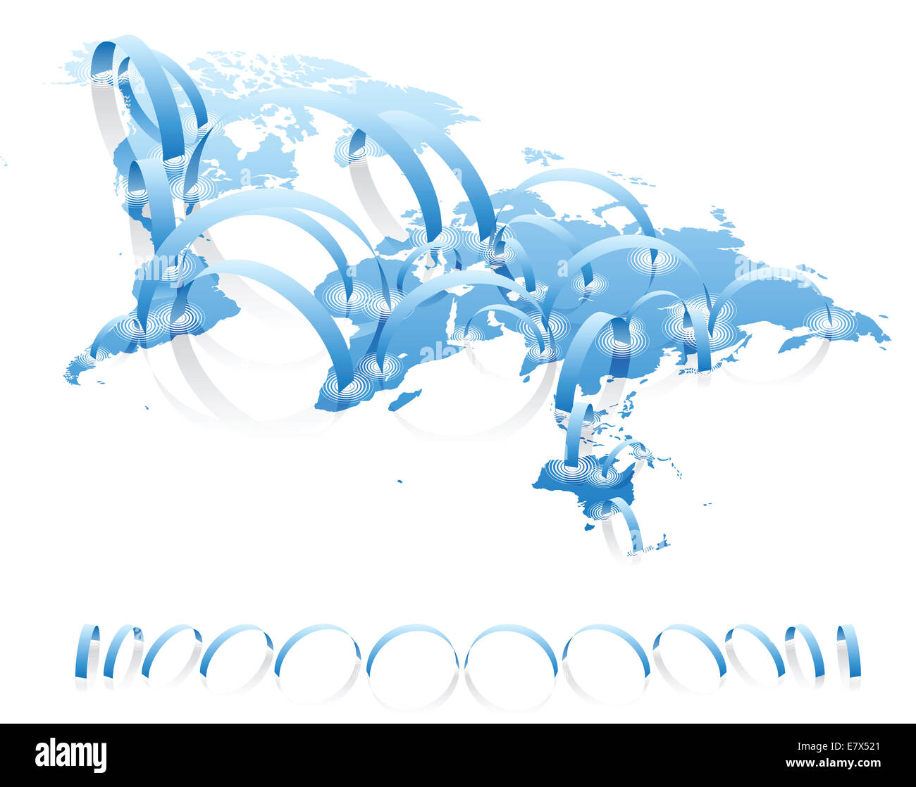 World map connections concept on white background. Stock Photo