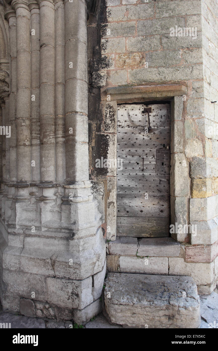 16th century west door, Notre Dame (our Lady) church, Auxonne, Burgundy, France Stock Photo