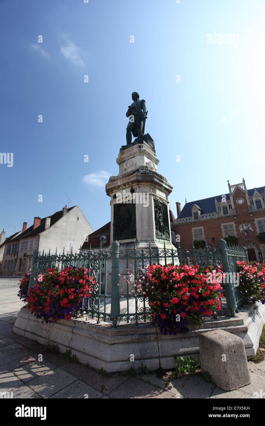 The bronze statue of lieutenant Napoleon Bonaparte, Place d'Armes, Auxonne Stock Photo