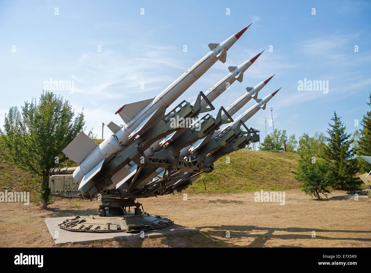 Anti-aircraft air defense missiles on position Stock Photo