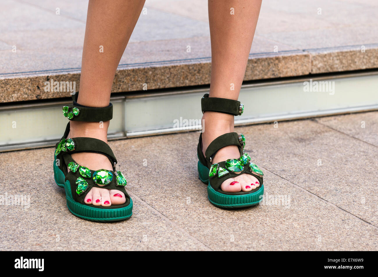 Comfortable sandals work during fashion hires stock photography and images Alamy