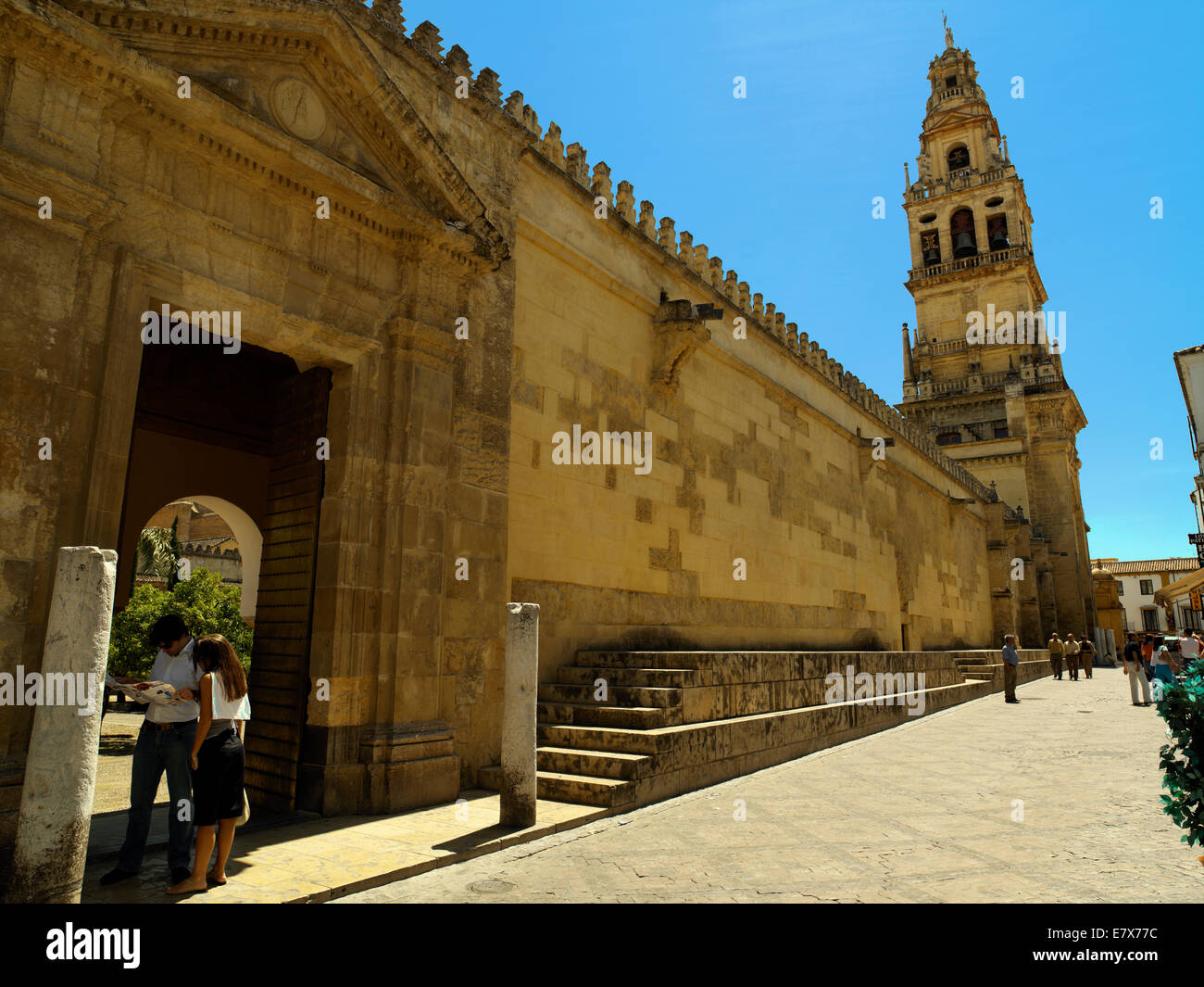 Two tourist's at a gateway to the Mezquita Stock Photo