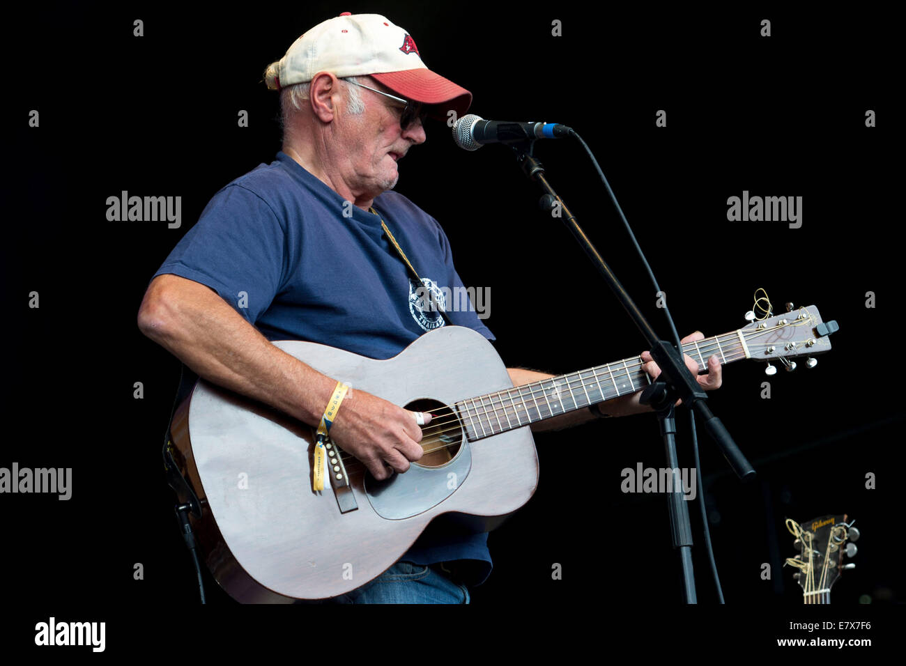 Michael Chapman performs during the Green Man festival at Glanusk Park in Brecon, Wales. Stock Photo