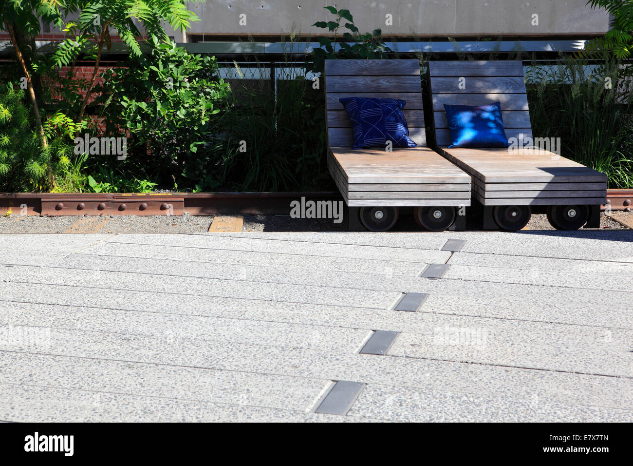 outdoor furniture on the high line park New York City Stock Photo Alamy