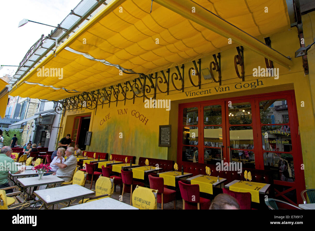 Bouches-du-Rhone. Arles.The Van Gogh Cafe Stock Photo