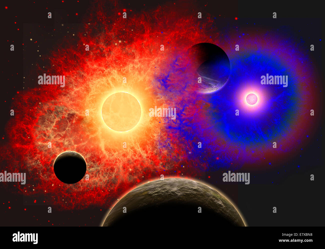 Binary Star System. Stock Photo