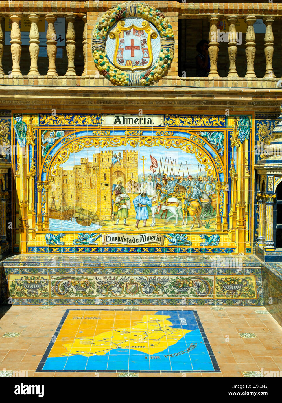 Mosaic bench seat in the Plaza de Espana Stock Photo