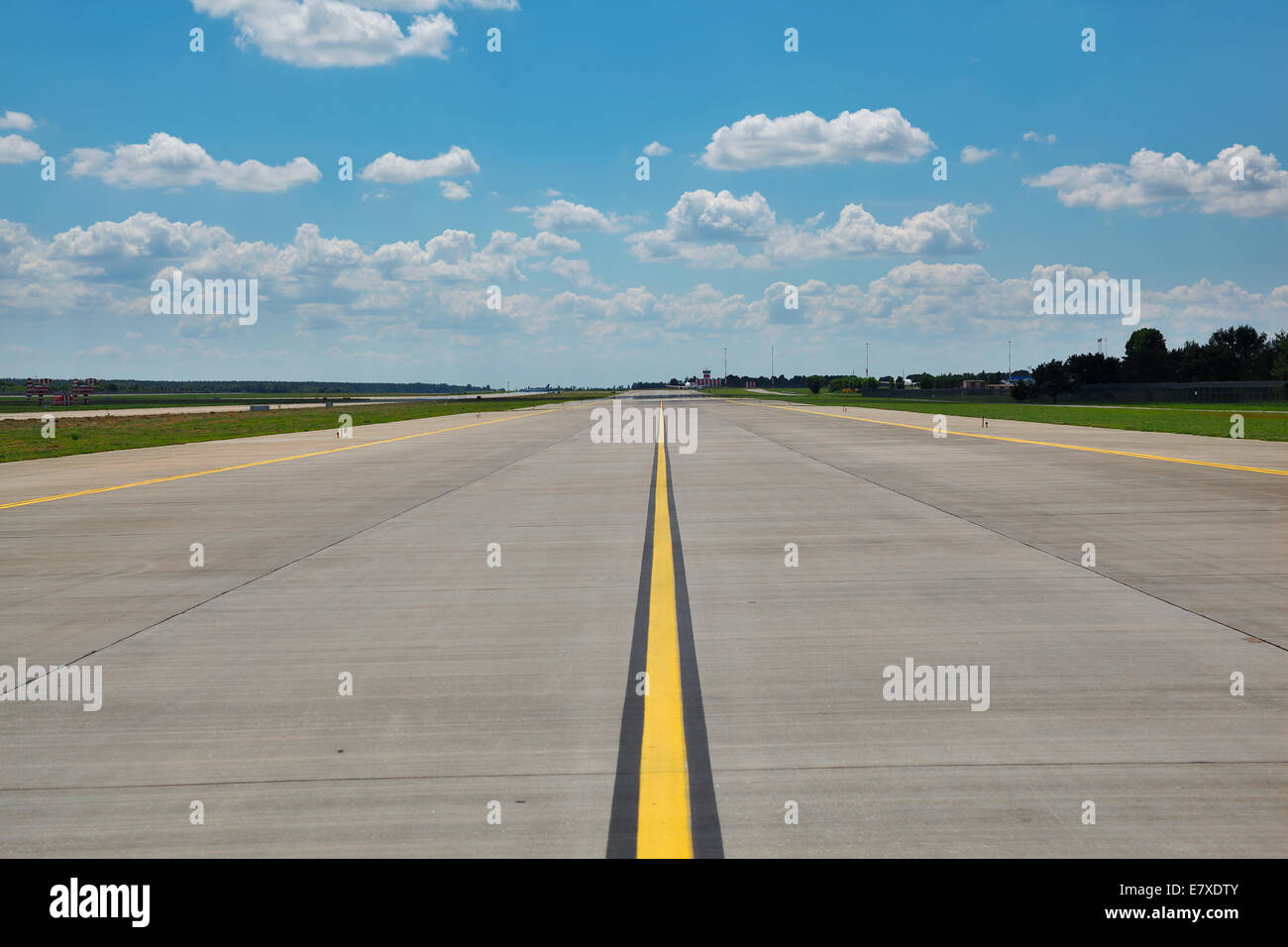 Empty airport runway (taxiway) Stock Photo