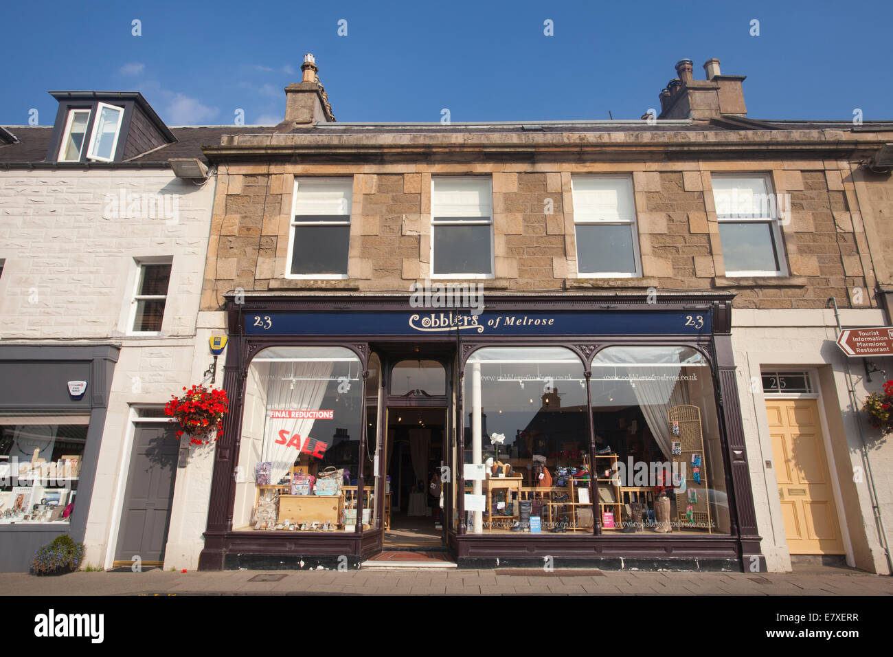 Shops on Market Square, Melrose pretty market town in the Scottish