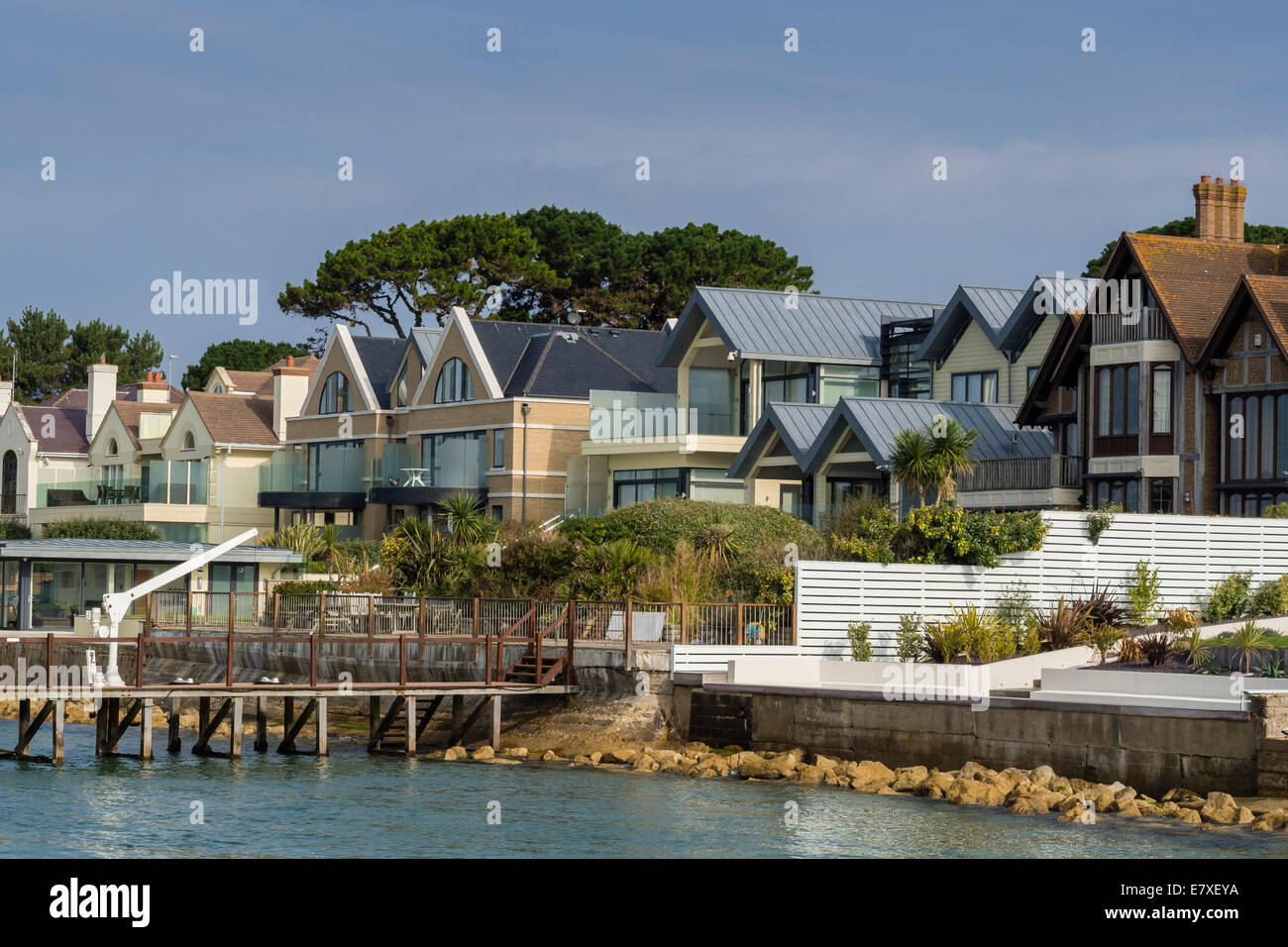 Luxury Houses at Sandbanks, Poole Harbour, Dorset, England, UK Stock