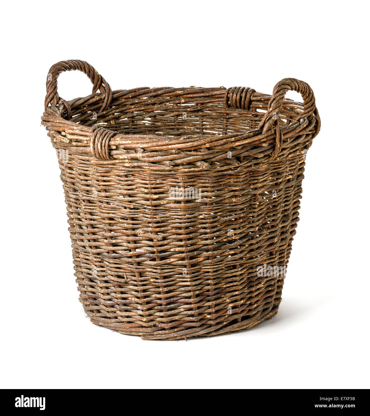 Empty wicker basket on a white background Stock Photo