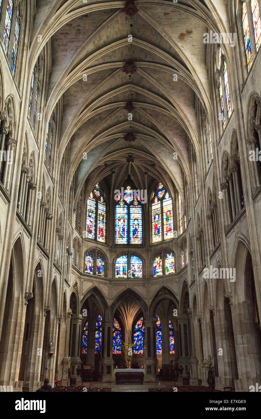 Inside L 'Eglise Saint-Severin church in Paris, France Stock Photo