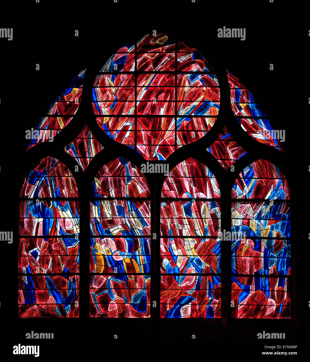 A stained glass window inside L 'Eglise Saint-Severin, Paris, France Stock Photo