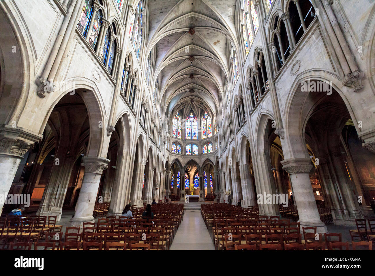 Inside L 'Eglise Saint-Severin, Paris, France Stock Photo