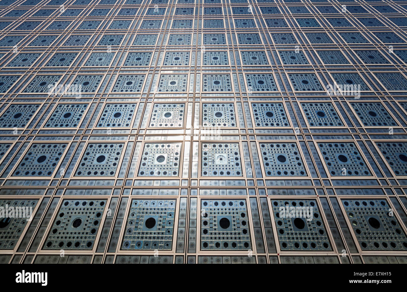 The photo-sensitive wall of the Institut du Monde Arabe, Paris Stock Photo