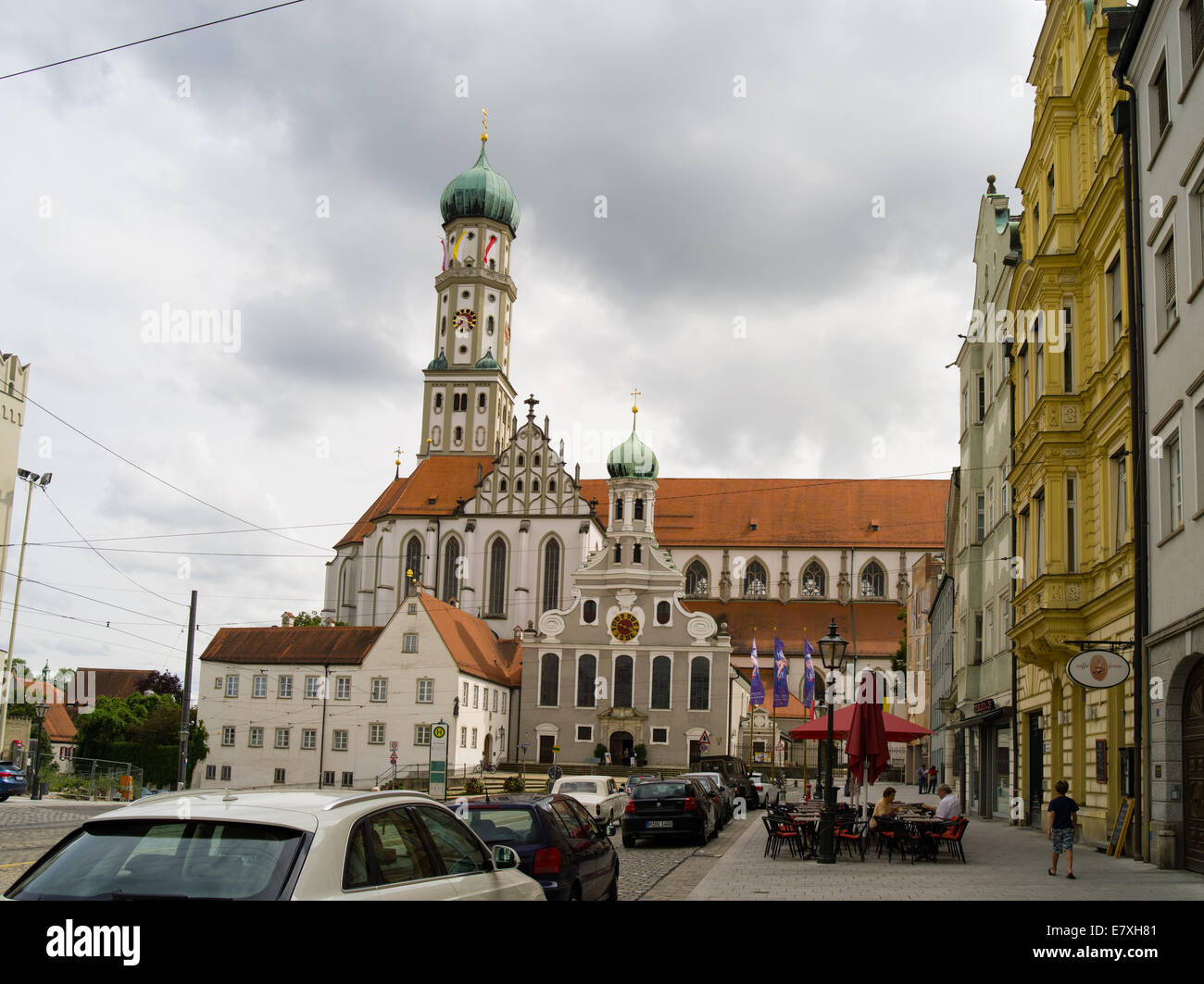 View of the Basilica of St. Ulrich and St. Afra, Augsburg, Bavaria, Germany Stock Photo