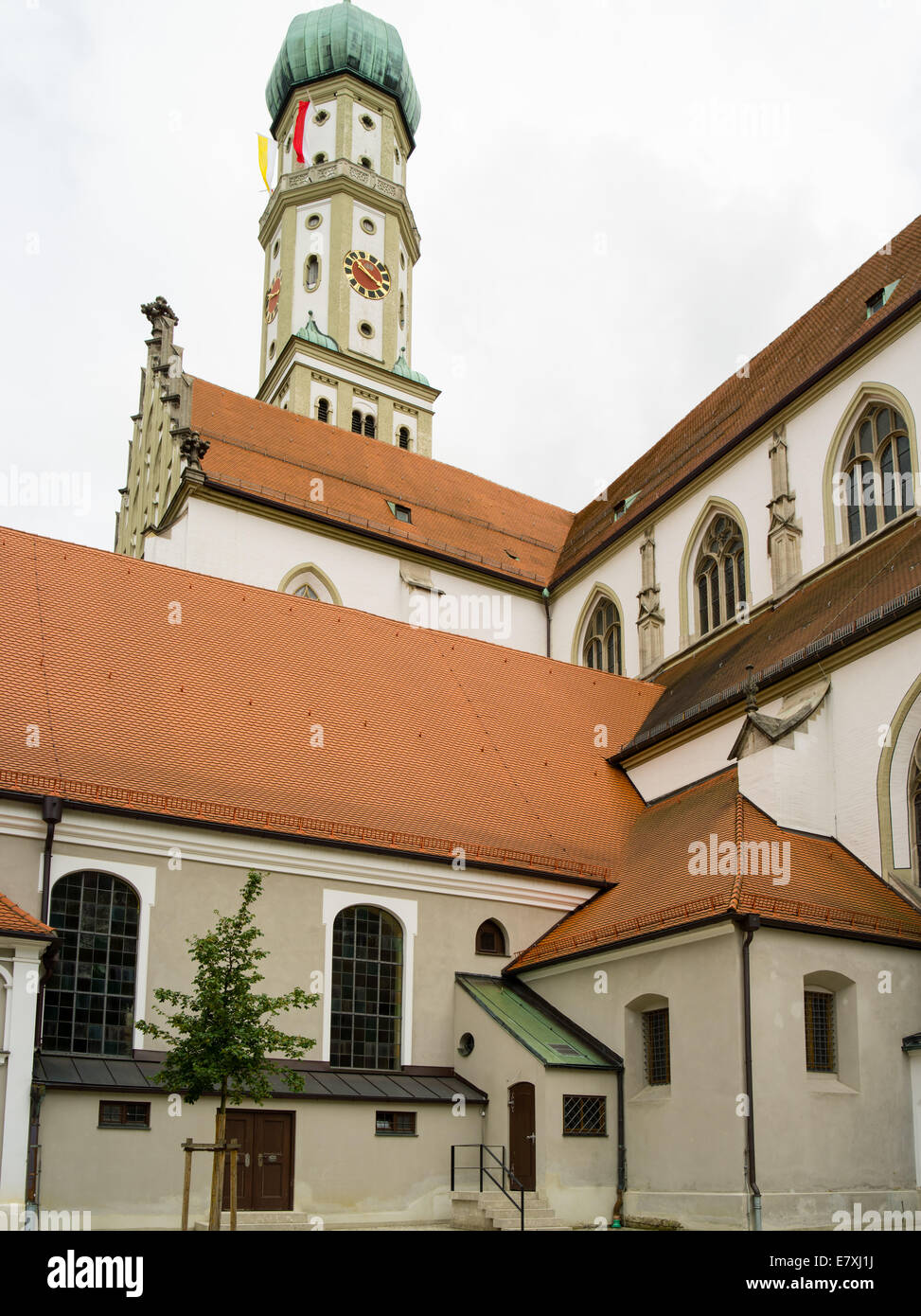 Low-angle view of the Basilica of St. Ulrich and St. Afra, Augsburg, Bavaria, Germany Stock Photo