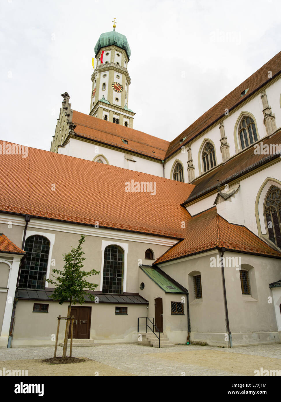 Low-angle view of the Basilica of St. Ulrich and St. Afra, Augsburg, Bavaria, Germany Stock Photo