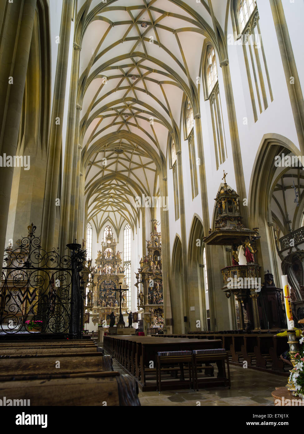 Interior view of the Basilica of St. Ulrich and St. Afra, Augsburg, Bavaria, Germany Stock Photo
