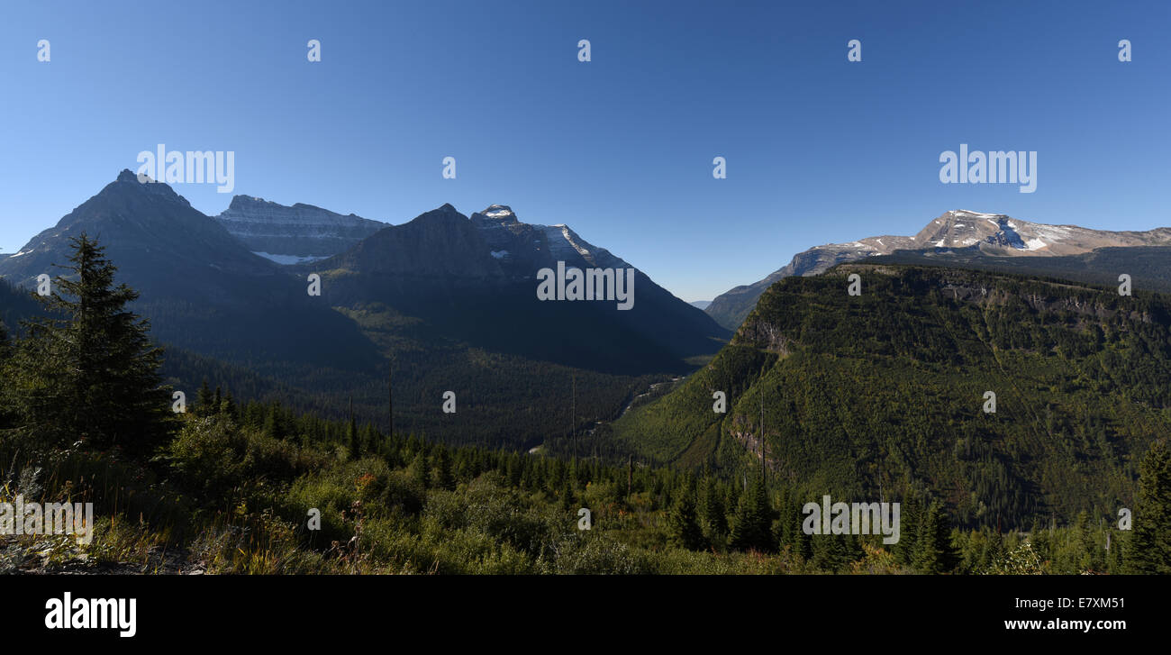 View from Going-to-the-Sun Road in Glacier National Park, Montana. Stock Photo
