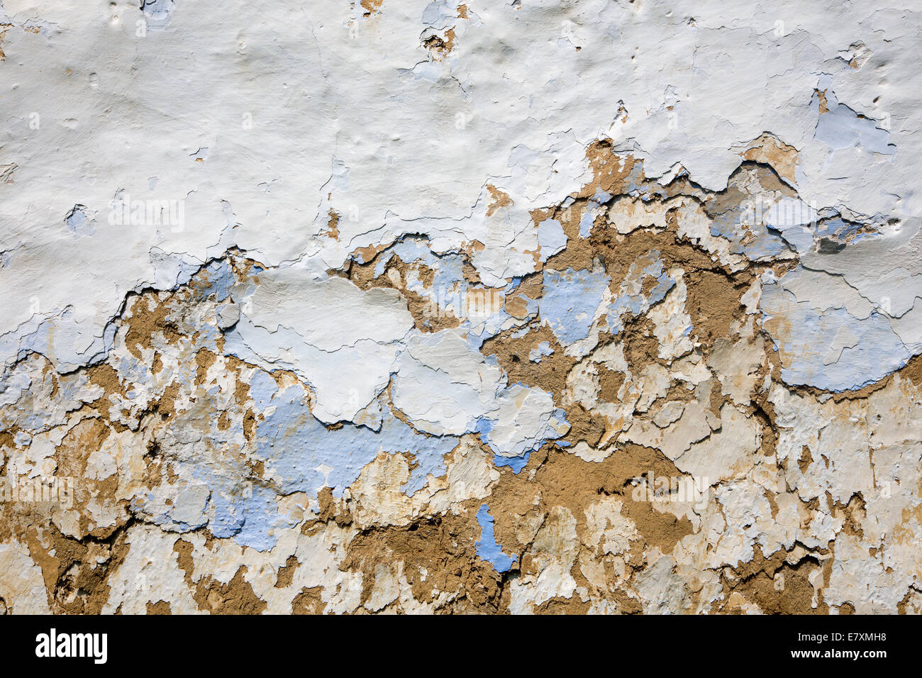 detail of old mud coating on the village house Stock Photo