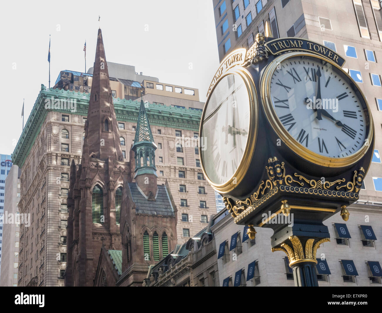 Trump Tower Sidewalk Clock, Fifth Avenue, NYC Stock Photo