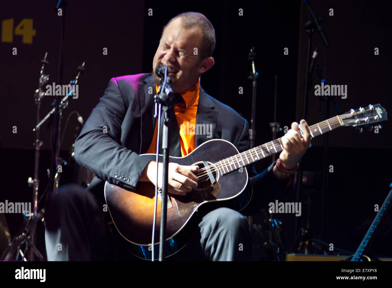 Perugia, Italy 19 July 2014: The Mountain men band have a free concert in public square during the Umbria Jazz festival Stock Photo