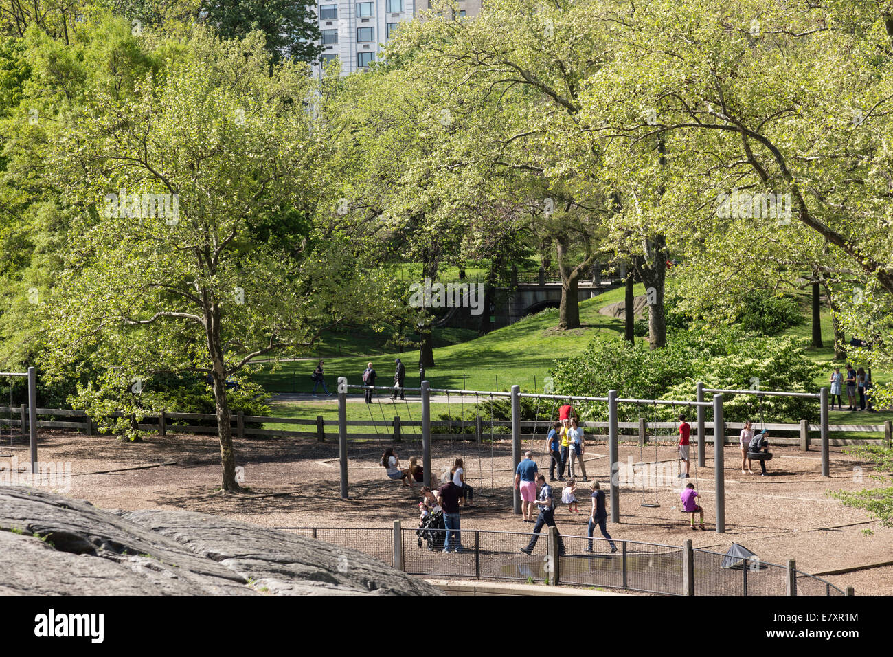 Children Playing, Heckscher Playground, Central Park, NYC Stock Photo