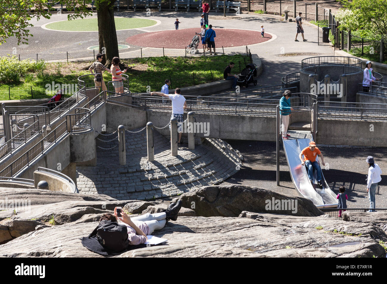 Children Playing, Heckscher Playground, Central Park, NYC Stock Photo