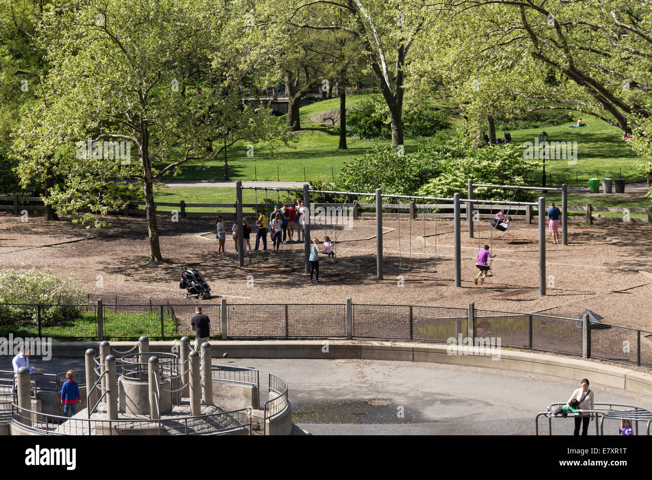 Children Playing, Heckscher Playground, Central Park, NYC Stock Photo