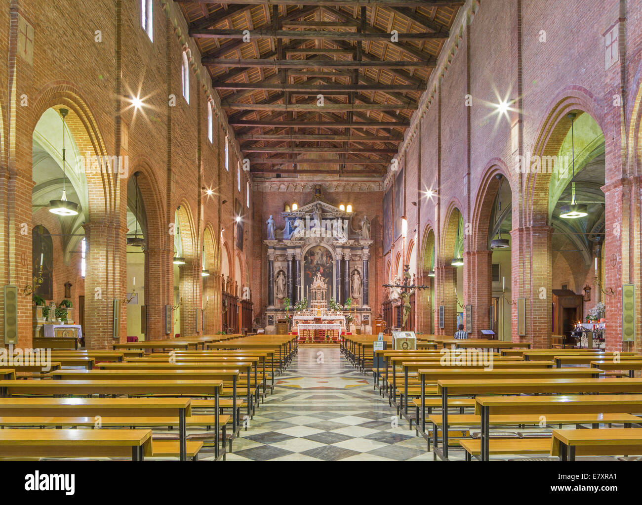 PADUA, ITALY - SEPTEMBER 8, 2014: The nave of church San Benedetto vecchio (Saint Benedict). Stock Photo