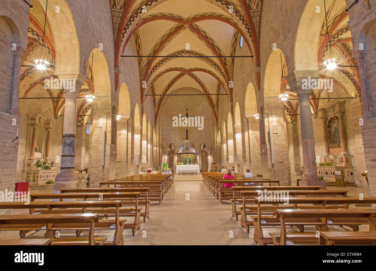 PADUA, ITALY - SEPTEMBER 9, 2014: The nave of church Chiesa di Santa Sofia. Stock Photo