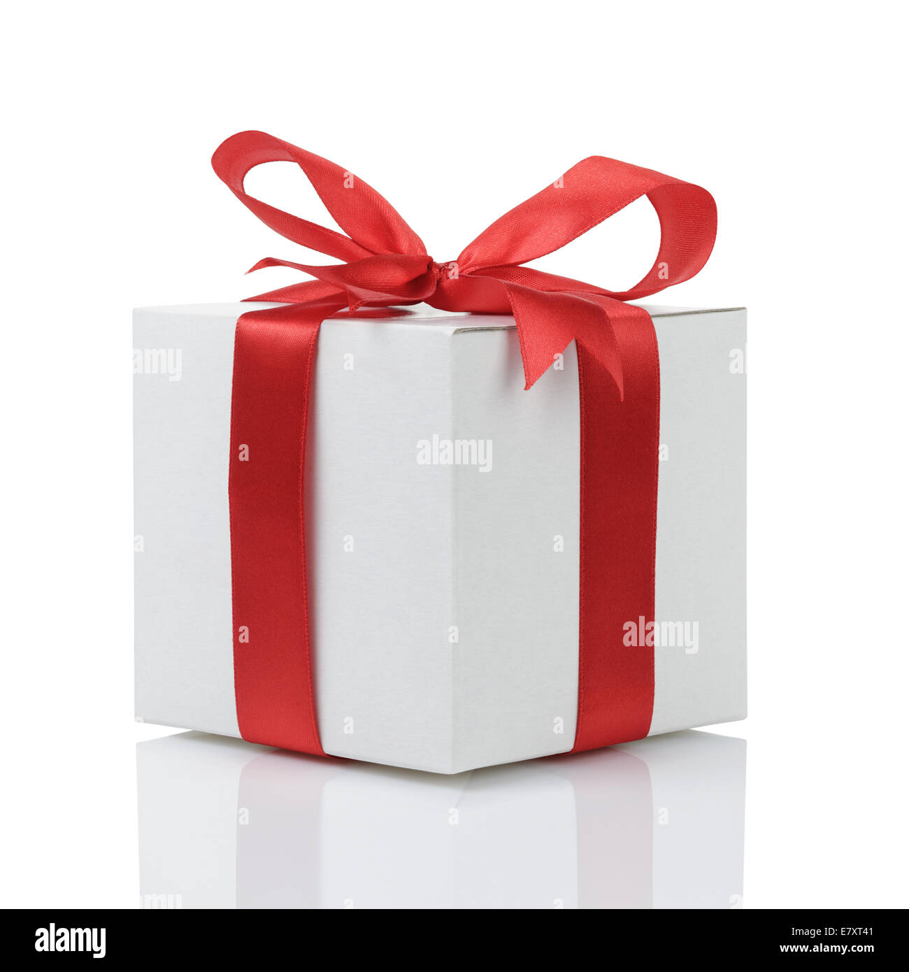 gift box with handmade red ribbon bow, isolated on white Stock Photo ...