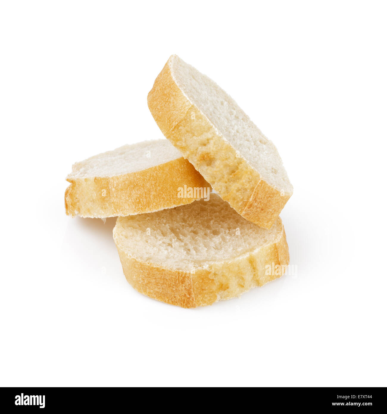 three fresh baked baguette slices, isolated on white Stock Photo - Alamy