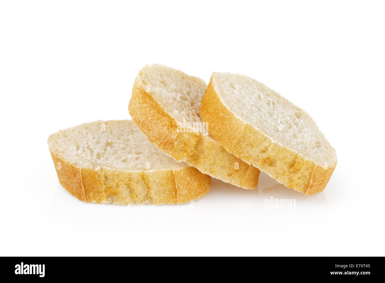 three fresh baked baguette slices, isolated on white Stock Photo - Alamy