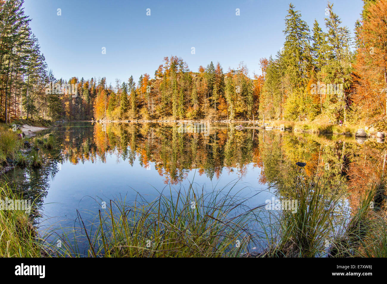 Autumn mood, Kleiner Ödsee lake, Grünau im Almtal, Upper Austria, Austria Stock Photo