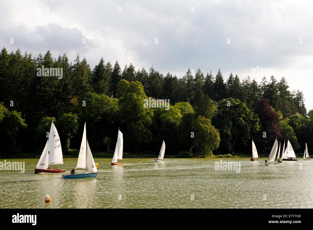 Sailing on the lake at Shearwater near Warminster in Wiltshire. Stock Photo