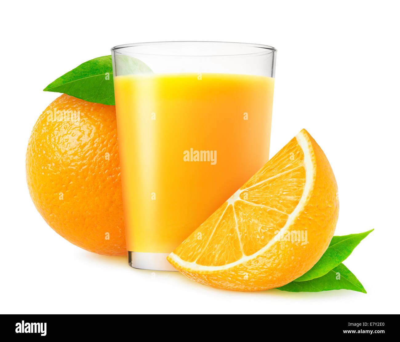 Premium Vector  Natural orange juice in a glass. fresh squeezed juice with  cut slice. healthy organic food. citrus fruit.