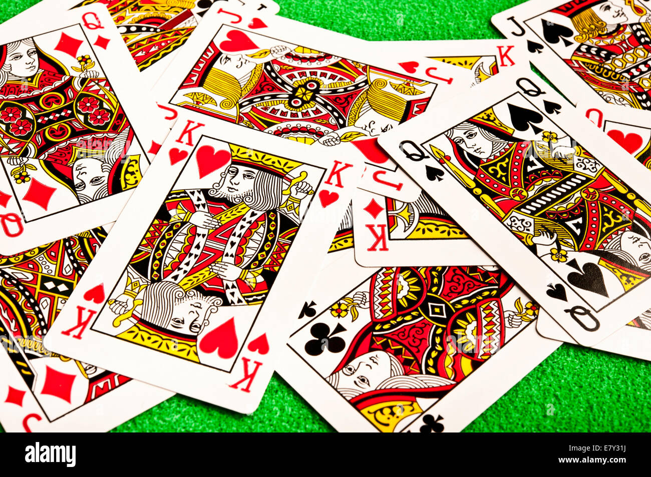 scattered playing cards Stock Photo