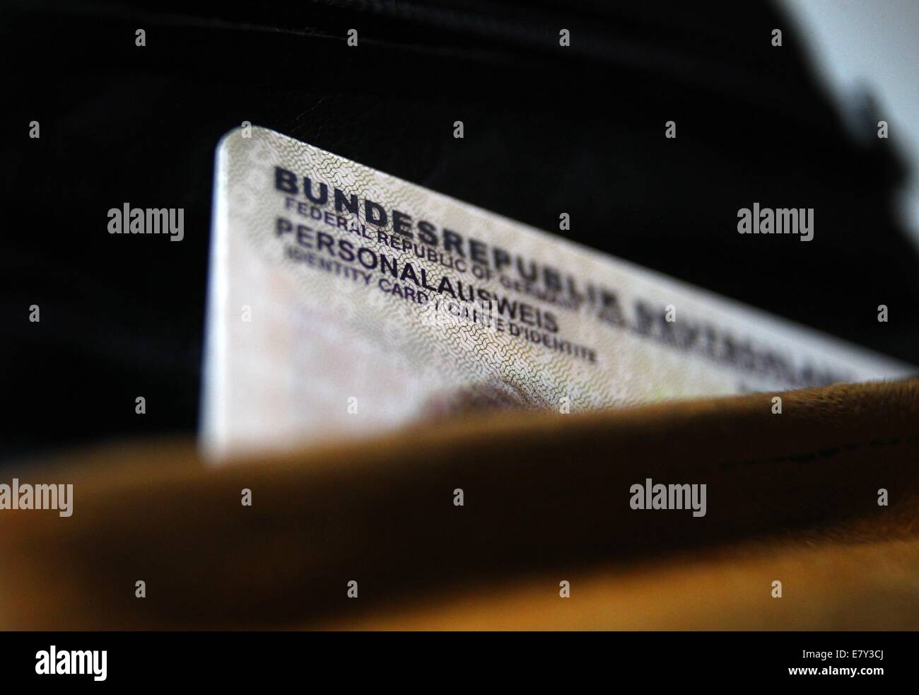 A German ID card sticks out of a wallet in Kaufbeuren, Germany, 26