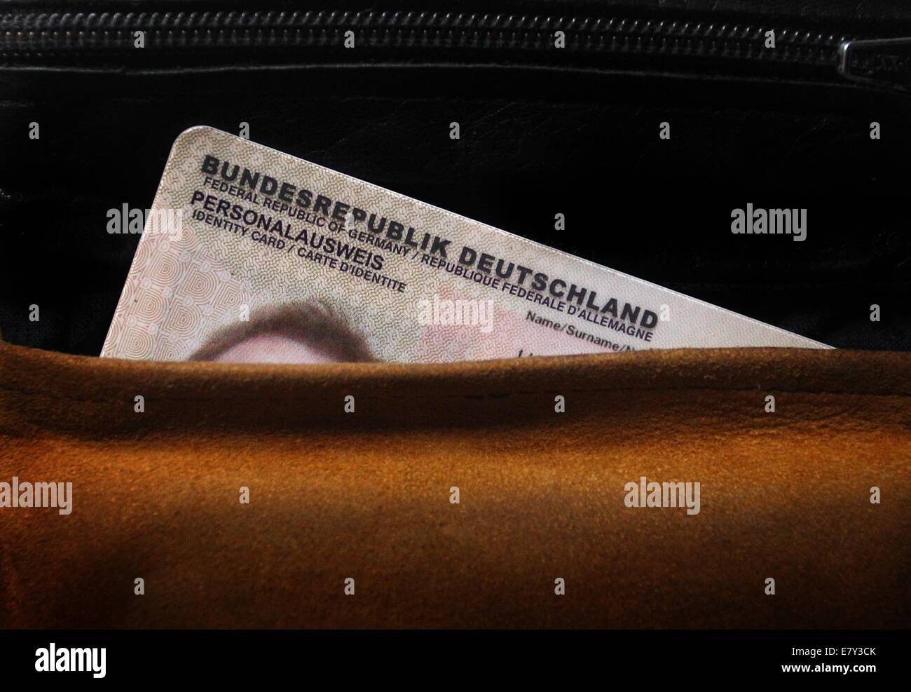 A German ID card sticks out of a wallet in Kaufbeuren, Germany, 26