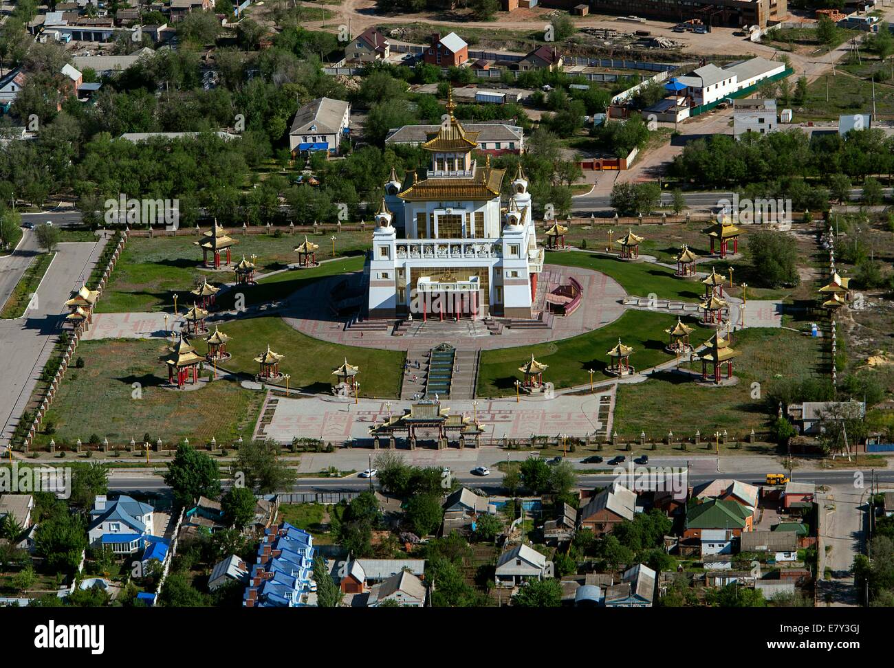 The Republic of Kalmykia, Russia. Elista. 'Burkhan Bakshin Altan Sume' ('The Golden Abode of the Buddha Shakyamuni'), one of the Stock Photo