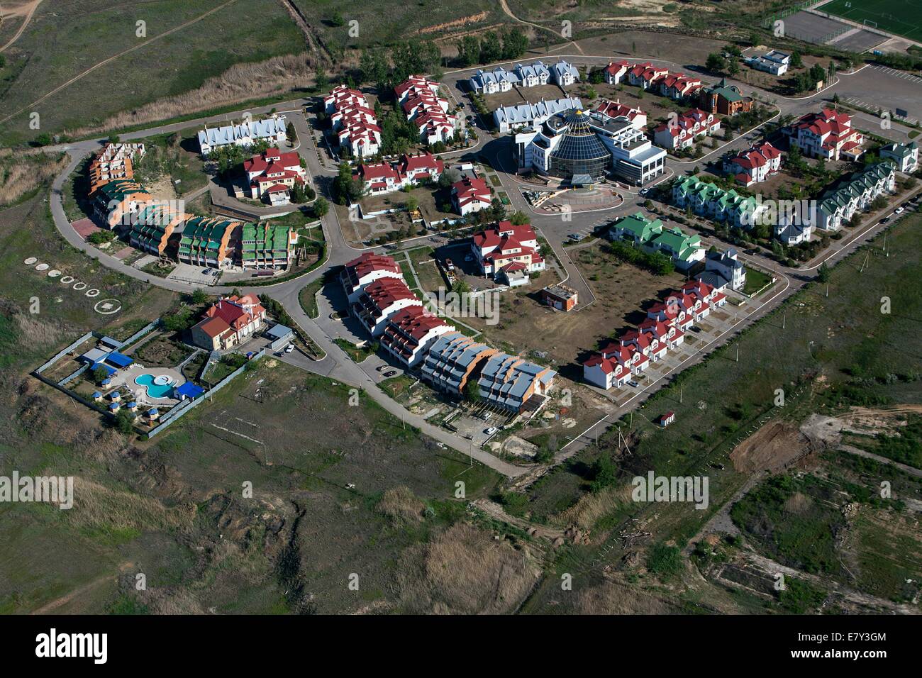 The Republic of Kalmykia, Russia. Chess City - is a large complex devoted to chess and chess competitions located east of Elista Stock Photo