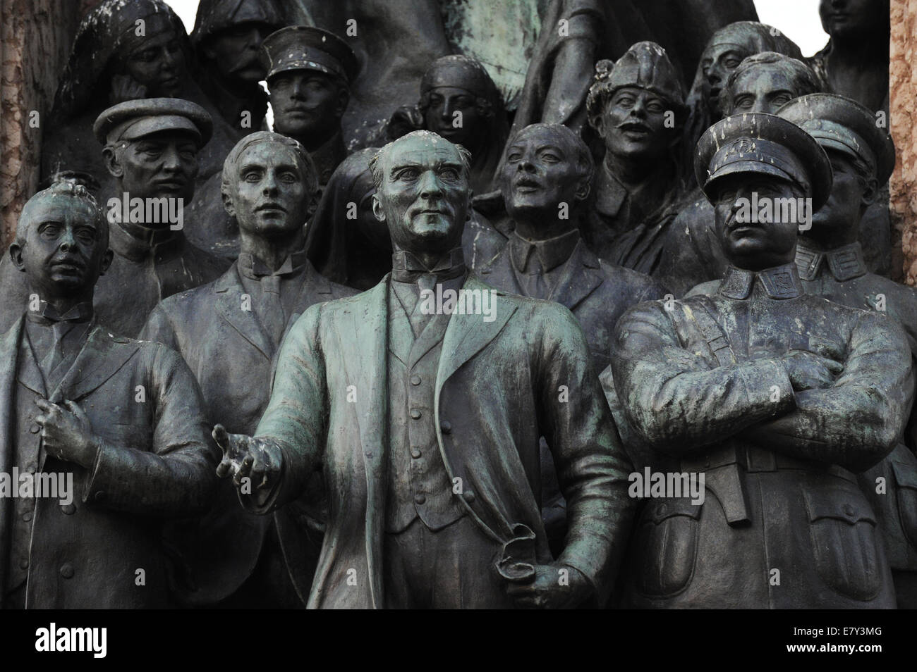 Istanbul. Republic Monument, 1928. By Pietro Canonica. Founders of the Turkish Republic; Kemal Ataturk, Inonu and Fevzi Cakmak. Stock Photo