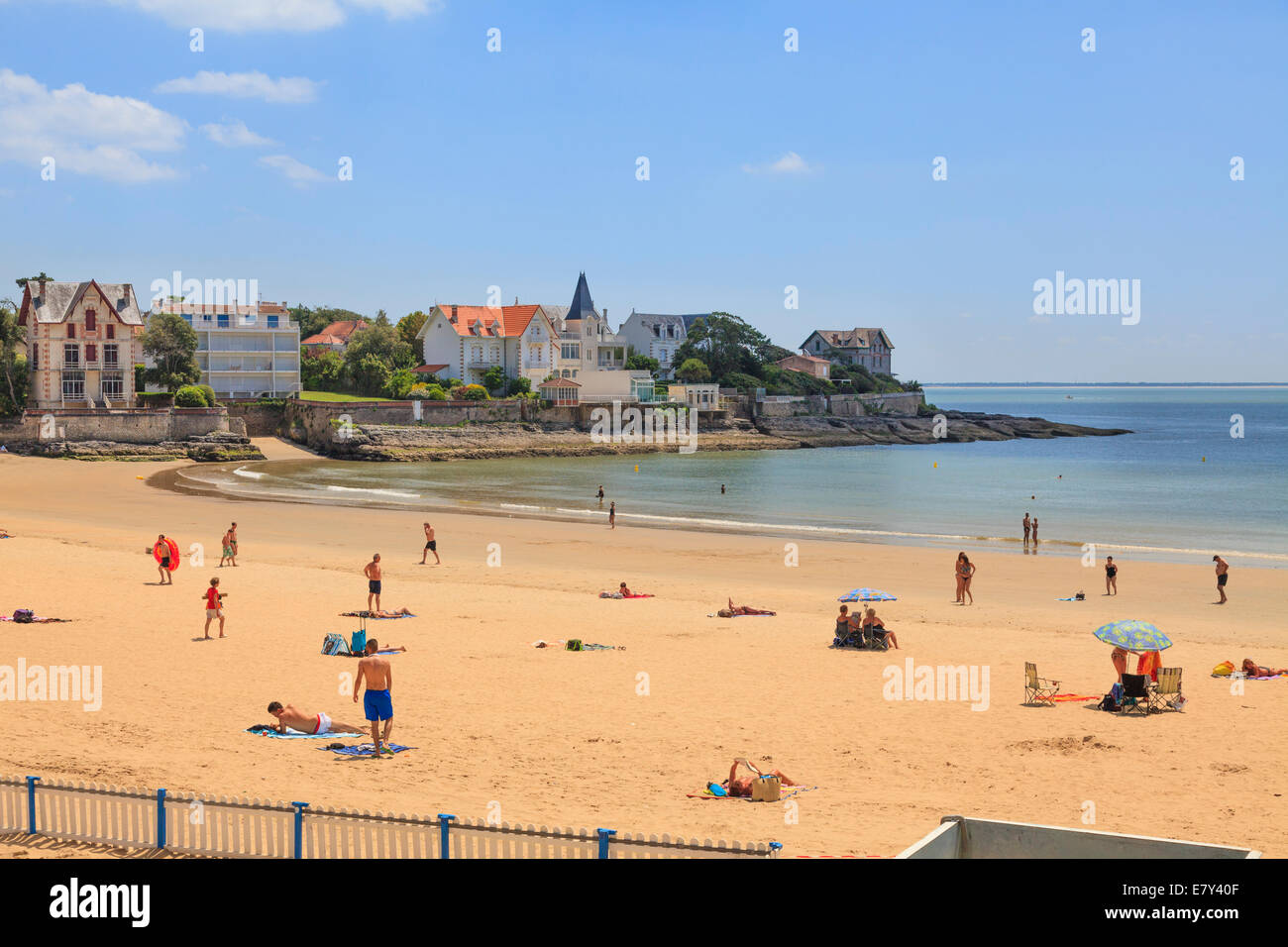 The beach and bay at Saint Palais sur Mer in early summer sunshine. Stock Photo