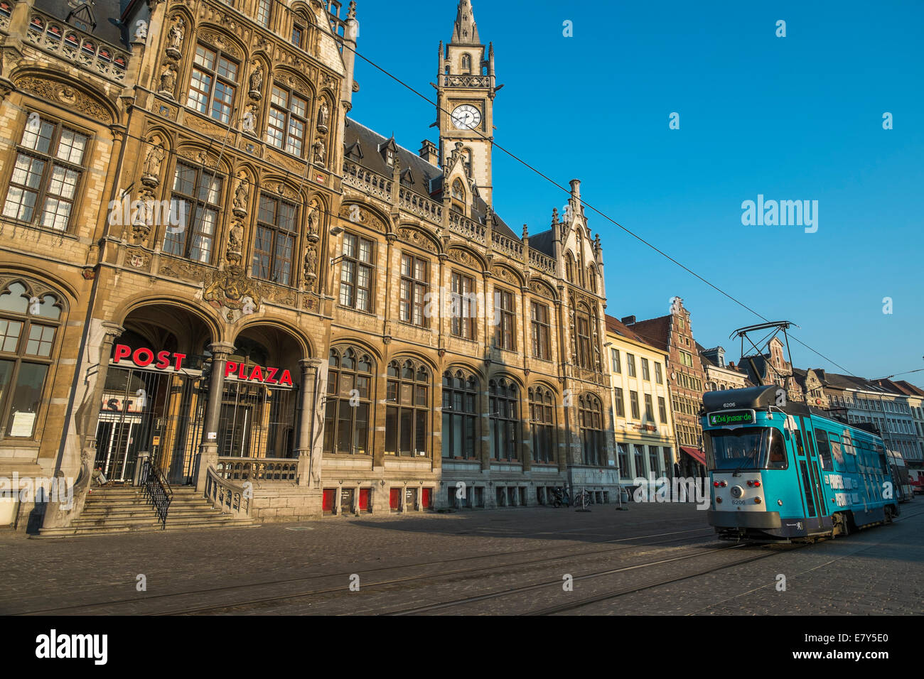 Korenmarkt the old market square of Ghent on a sunny summers morning