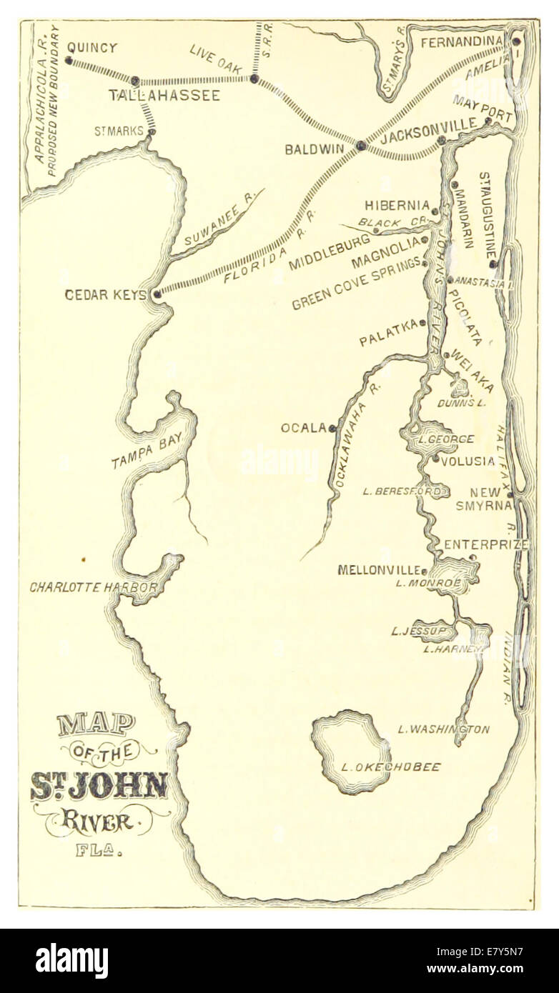 BILL(1870) p030 Map of the St. John Rifer, Florida Stock Photo